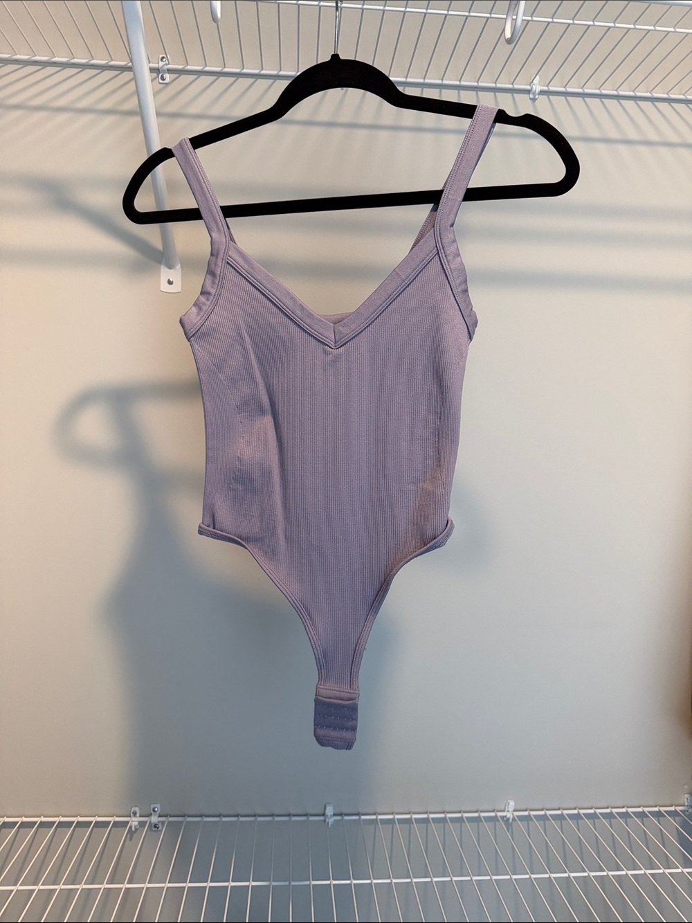 Women's Ribbed V-Neck Bodysuit - Lavender
